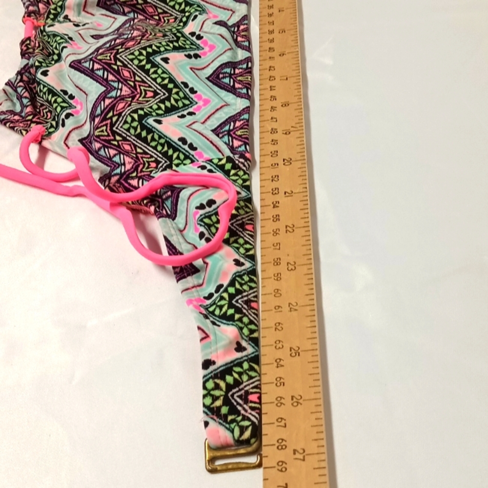 Breaking Waves Multicolor ruched halter Bikini Top junior sz M swimwear - Picture 6 of 11